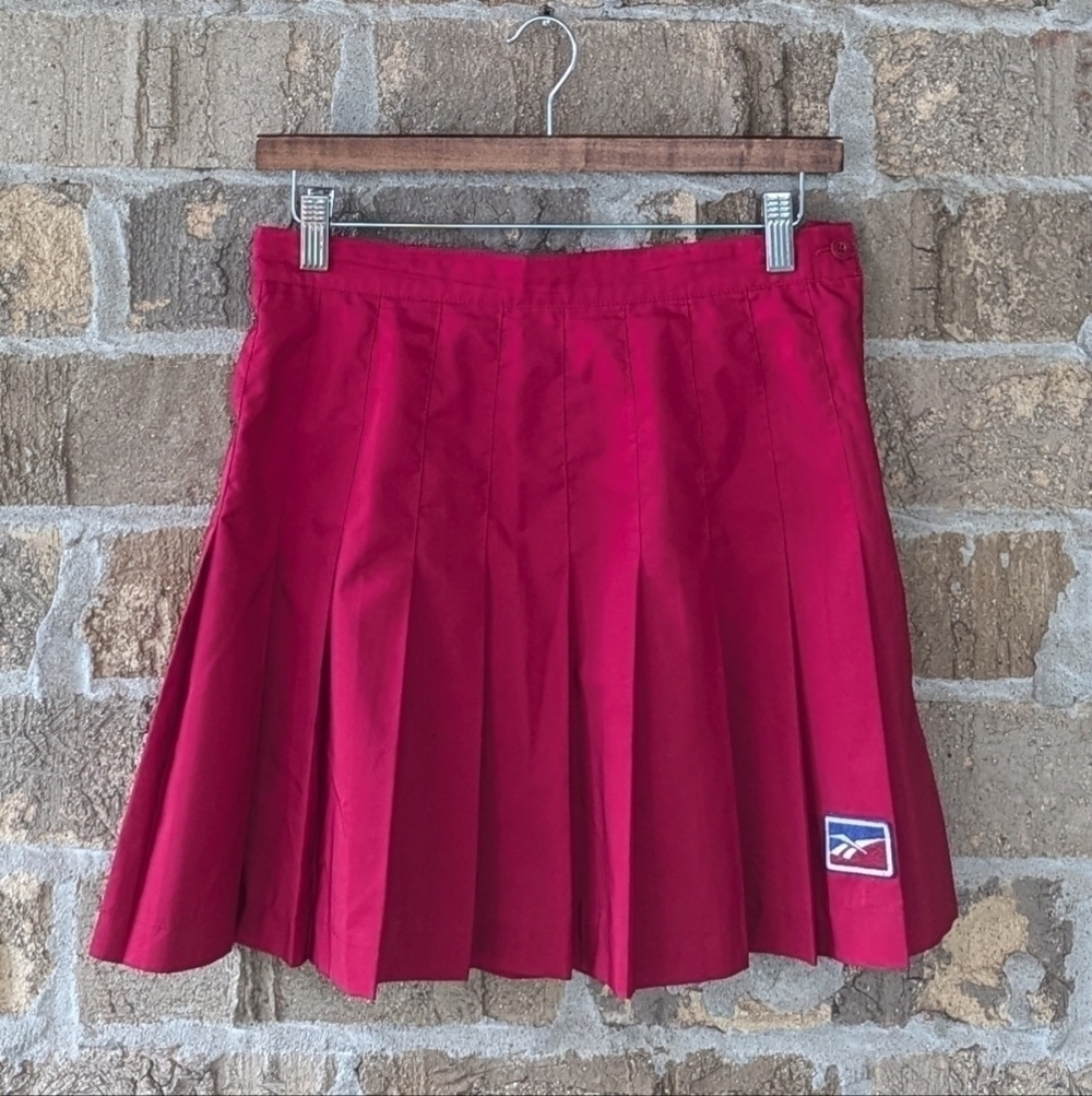 Vintage 80s Reebok Tennis Collection Pleated Skirt Medium Pickleball Bright Red